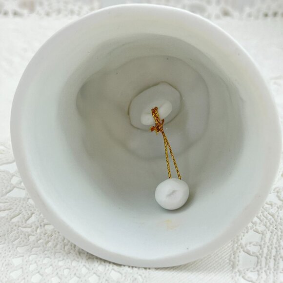 Victorian Ceramic Dinner Bell Woman Figurine Hat Bow Dress Floral Cabinet Piece - Picture 7 of 10